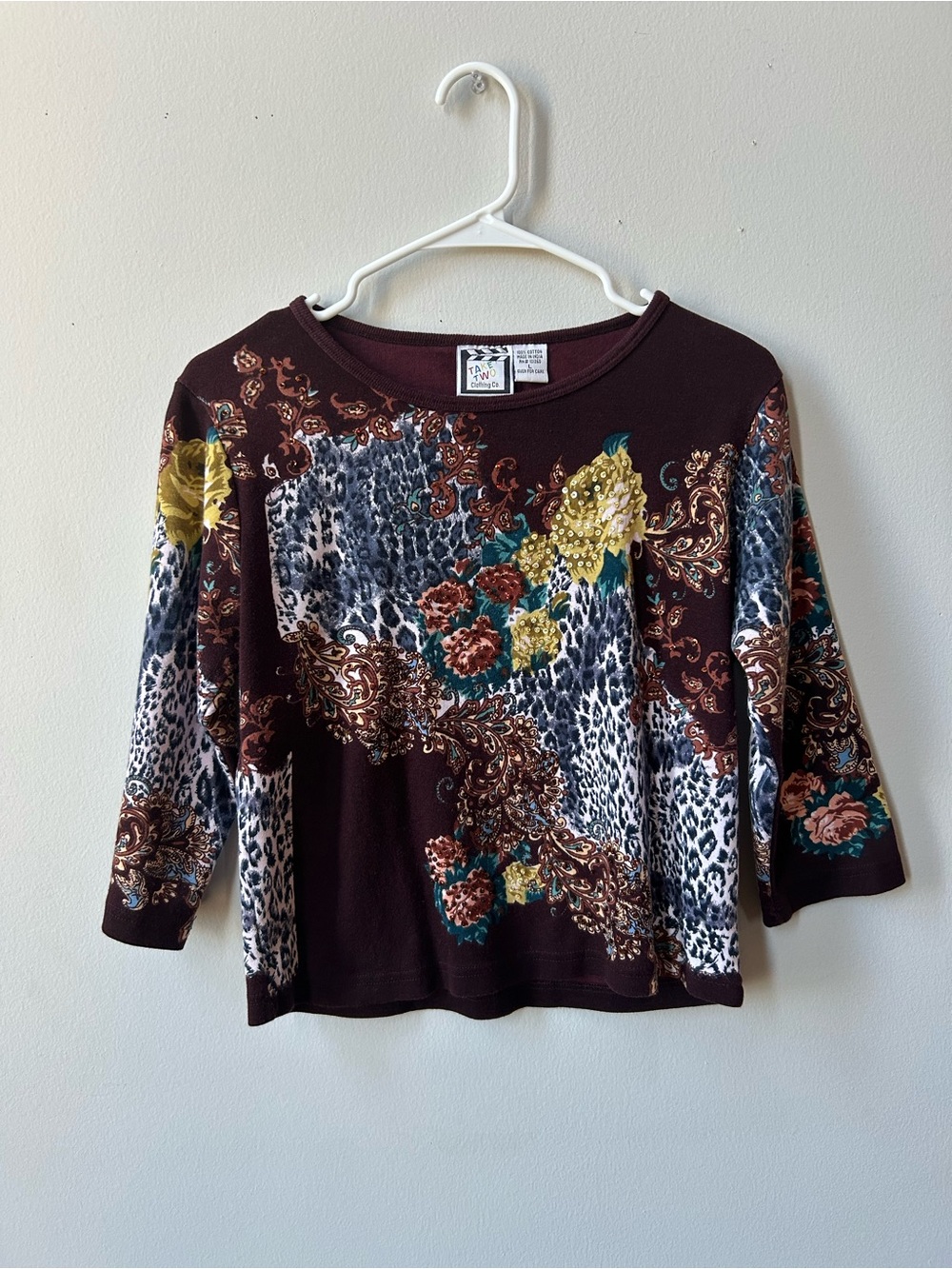 Brown Mixed Print Floral & Animal-Print long sleeve